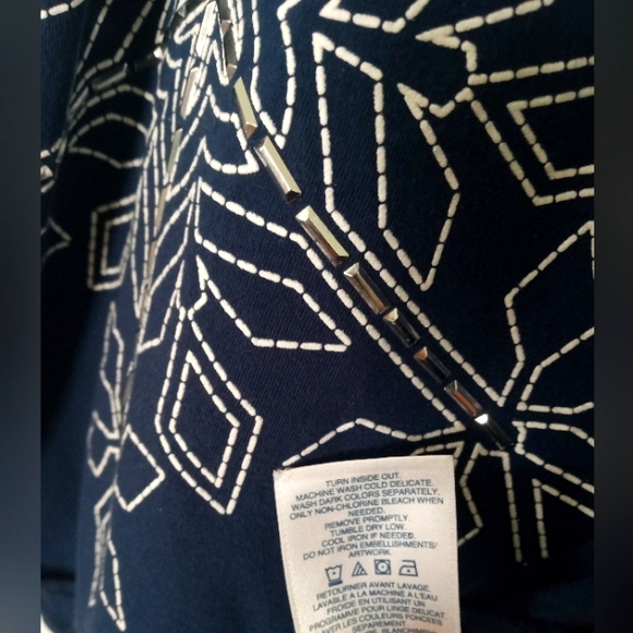 Lands' End Navy Snowflake Dress Long Sleeve - Picture 5 of 7